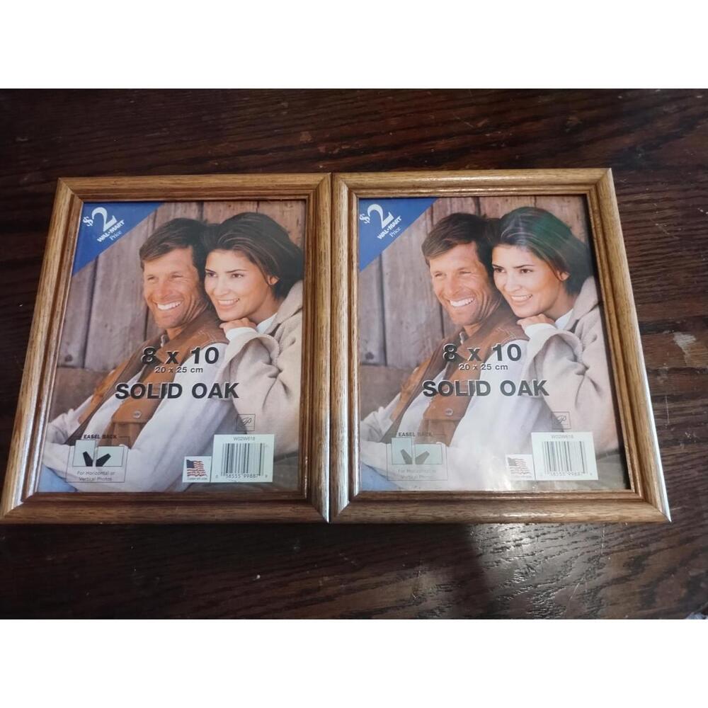 Vintage Walmart Solid Oak Wood Picture Photo Frame Wall Hanging Decor - 8" x 10"